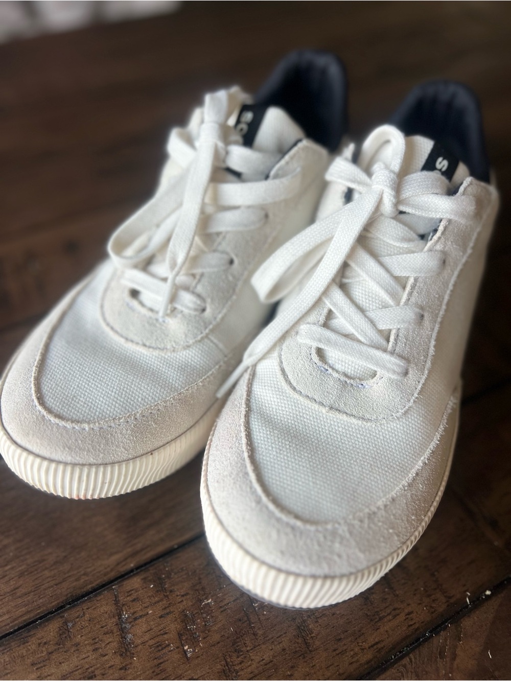 Sorel Women’s White Canvas & Suede Lace-Up Sneakers